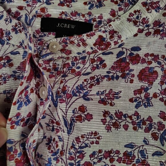 J.Crew Tunic Blouse Womens sz Medium Iris Block Print Floral Boho Top - Picture 4 of 8